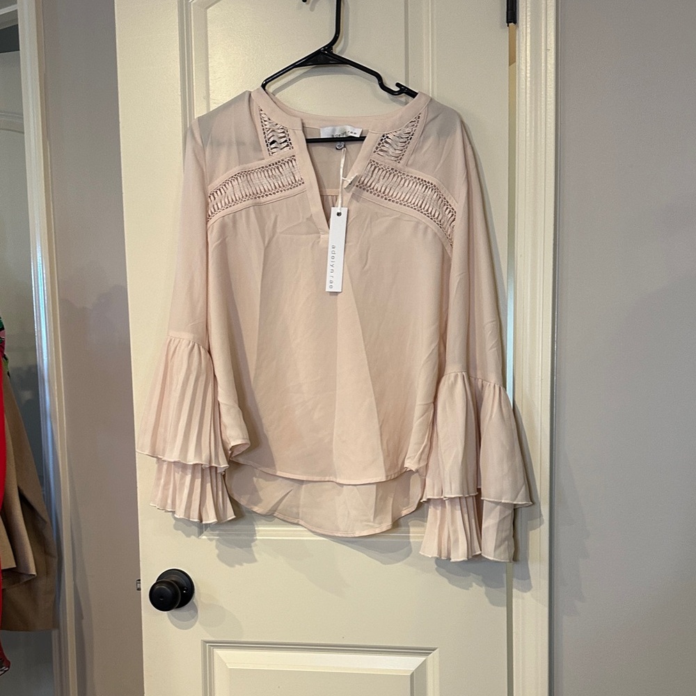 Adelyn Rae Blush Blouse with Ruffled Sleeves